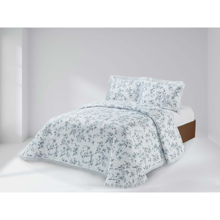 Colcha Bouti Disal Azul | Colcha floral primavera-verano | Revitex