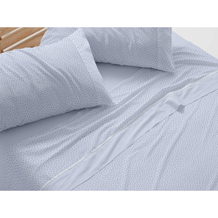 Lençóis Burrito Branco Fides Azul | Folhas design único | Revitex