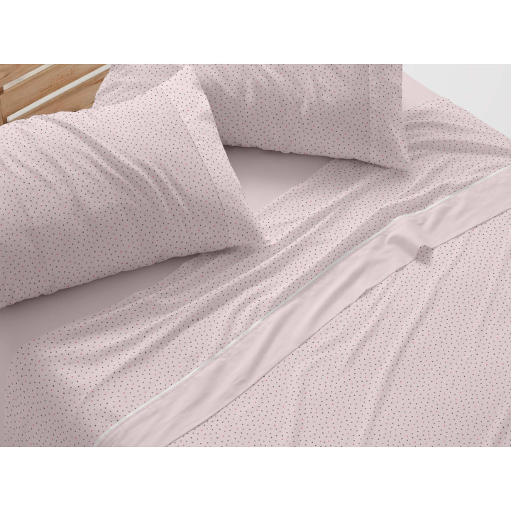 Lençóis Burrito Branco Fides Rosa | Folhas design exclusivo | Revitex