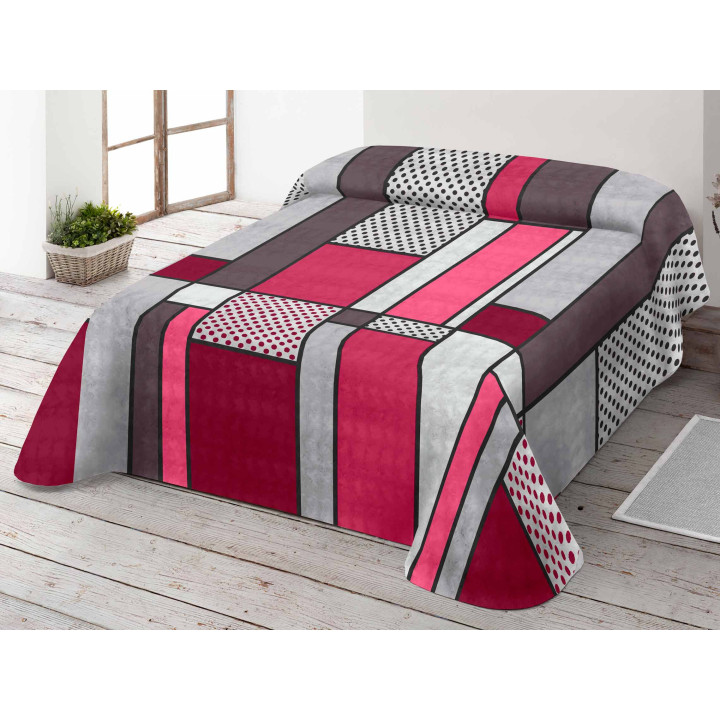 Manta de veludo Menas Rosa | Cobertor de cama estampado | Revitex