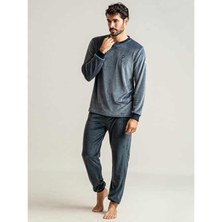 Pijama Privata Terciopelo Alfie | Pijama Hombre Invierno| Revitex