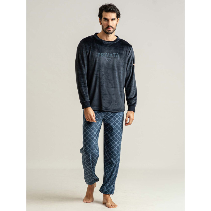 Pijama Privata Terciopelo Adam | Pijama Hombre Invierno| Revitex