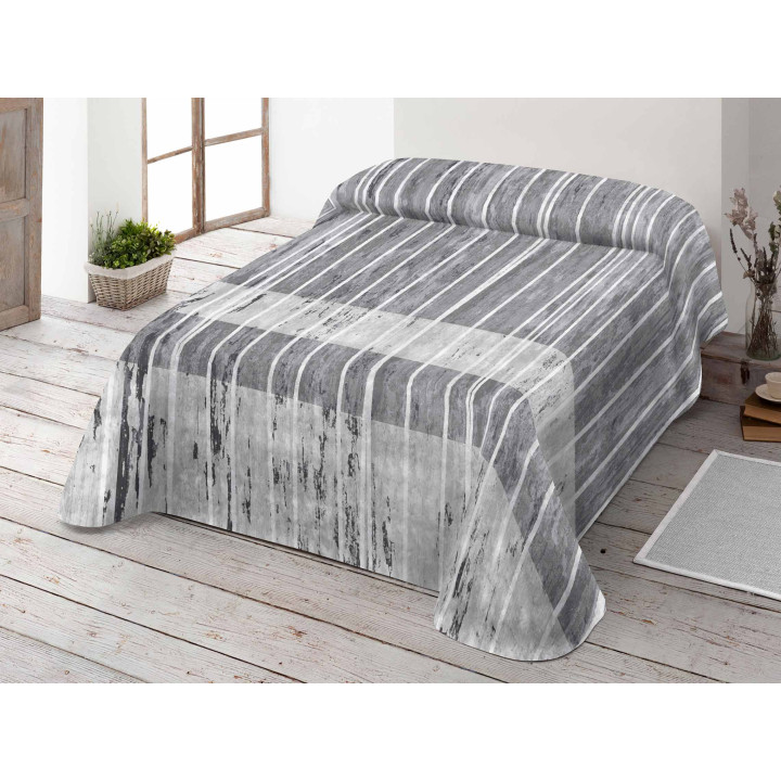 Manta Terciopelo Selina Gris | Manta estampada cama | Revitex